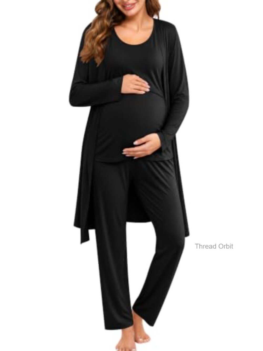 Maternity Nursing Robe Set 3pc Modal Pregnancy Pajamas